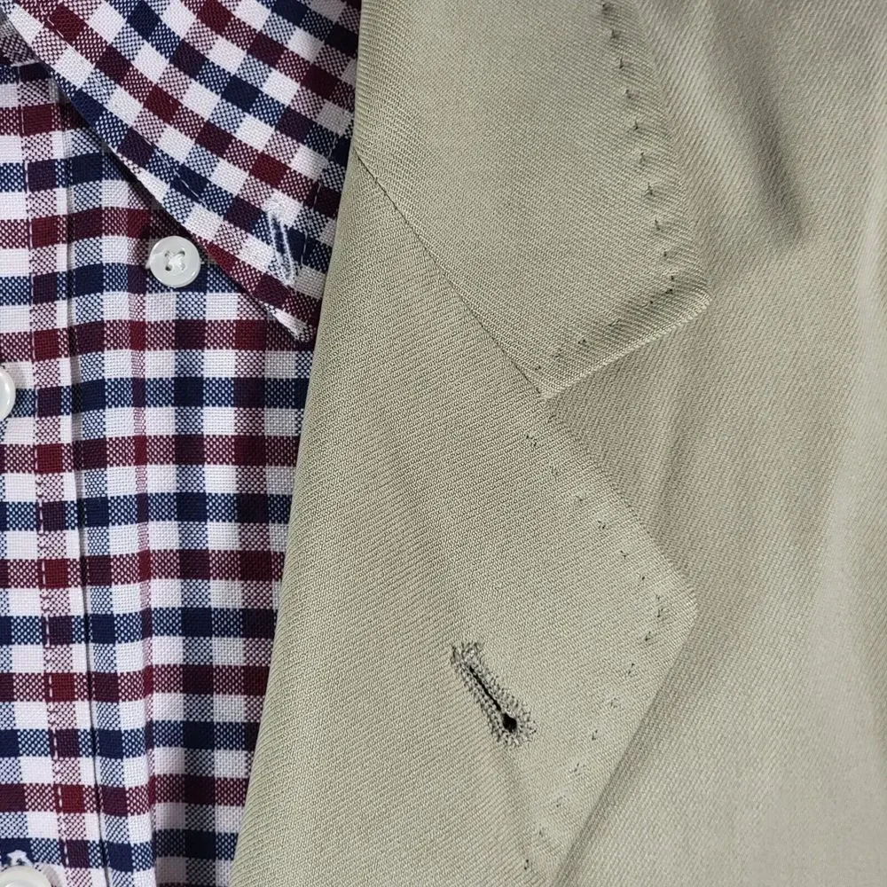 Nat Nast Men's Sport Coat Blazer Two Button Beige‎ Twill 100% Silk Size Medium